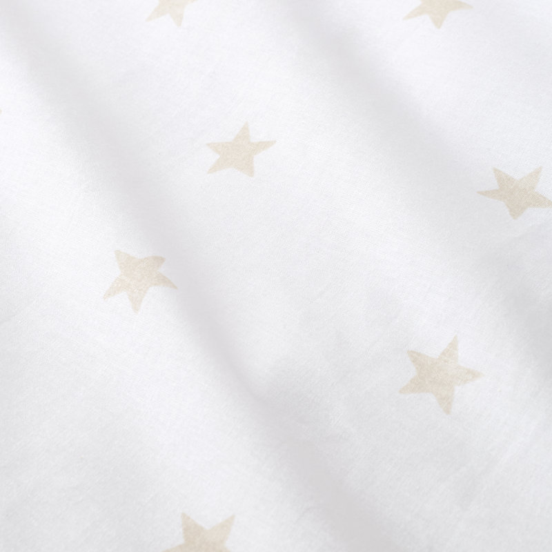 Mini Star & Stripes Cotton Fitted Sheet, Double (4'6), Natural