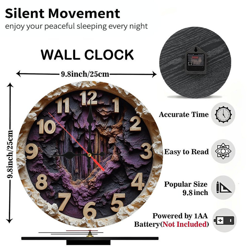 Horloge murale mauve en résine