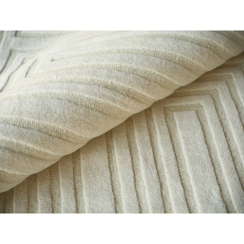 Teton Handmade New Zealand Wool Beige/Ivory Area Rug, Rectangle 4' x 6'
