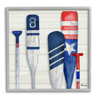 " Port Oars Rustic Americana Patterns " Watercolor Painting