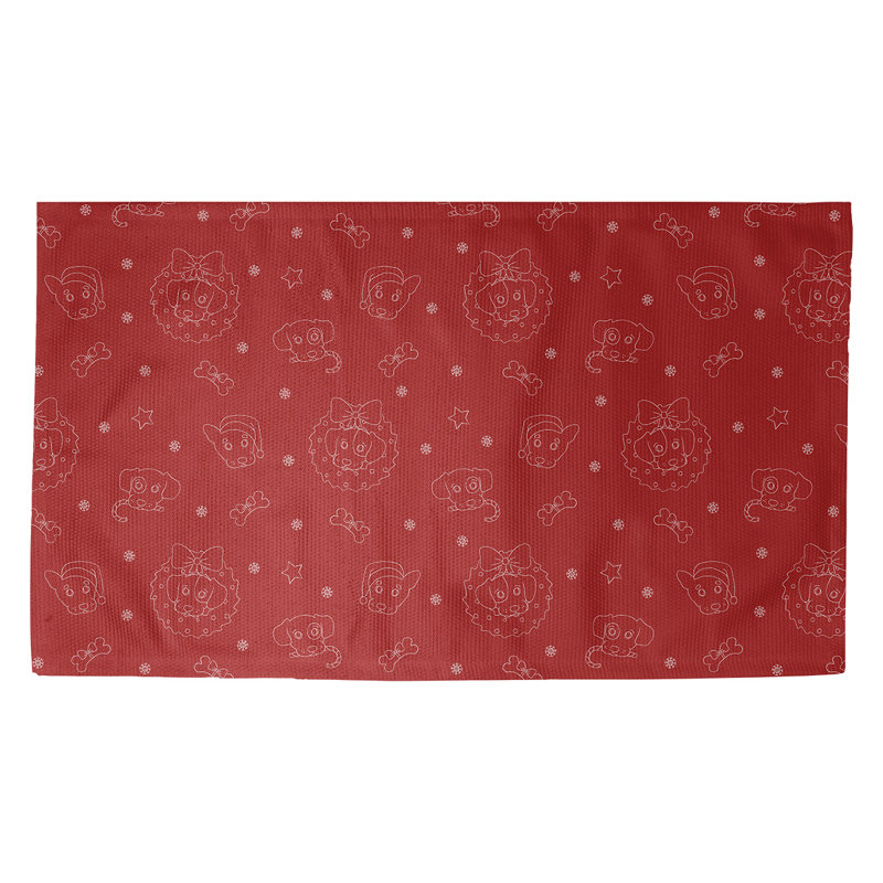 Tapis rouge/zone blanche fait main, Rectangle 5 pi x 7 pi