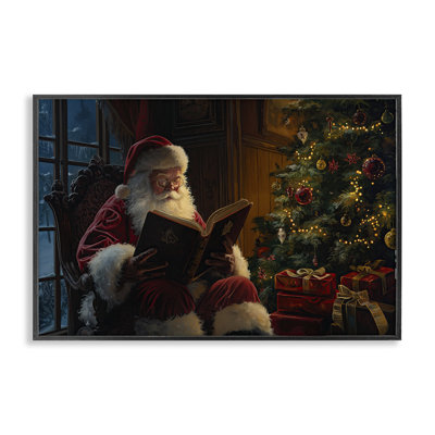 Père Noël lisant par arbre, estampe numérique par Imagine It Images