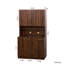 Armoire de rangement 70 po avec 6 portes, tablette ouverte et tiroir 70,87 po