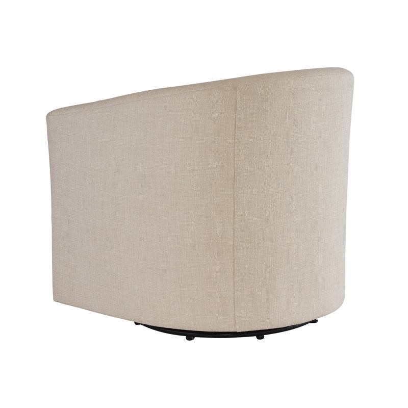 Sunset Key Upholstered Swivel Barrel Chair, Beige Polyester Blend