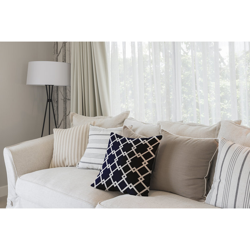 Geometric Reversible Throw Pillow, 16" H x 16" W, Navy