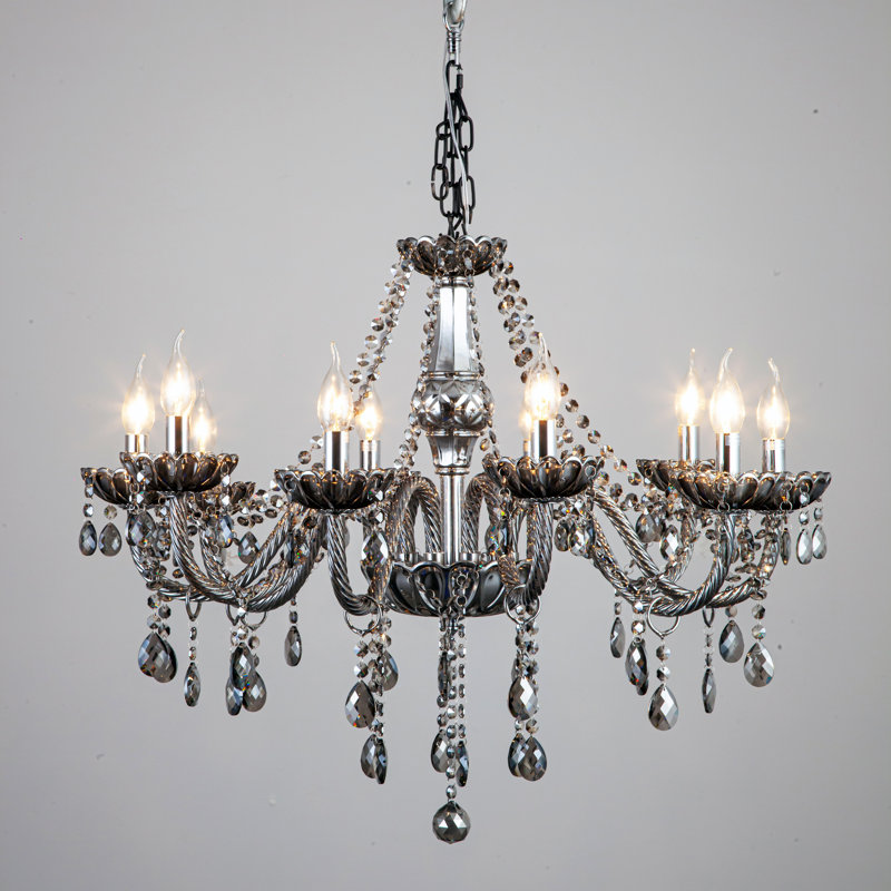 Ames Genuine Grey Crystal Chandelier, 60cm H x 76cm W x 60cm D