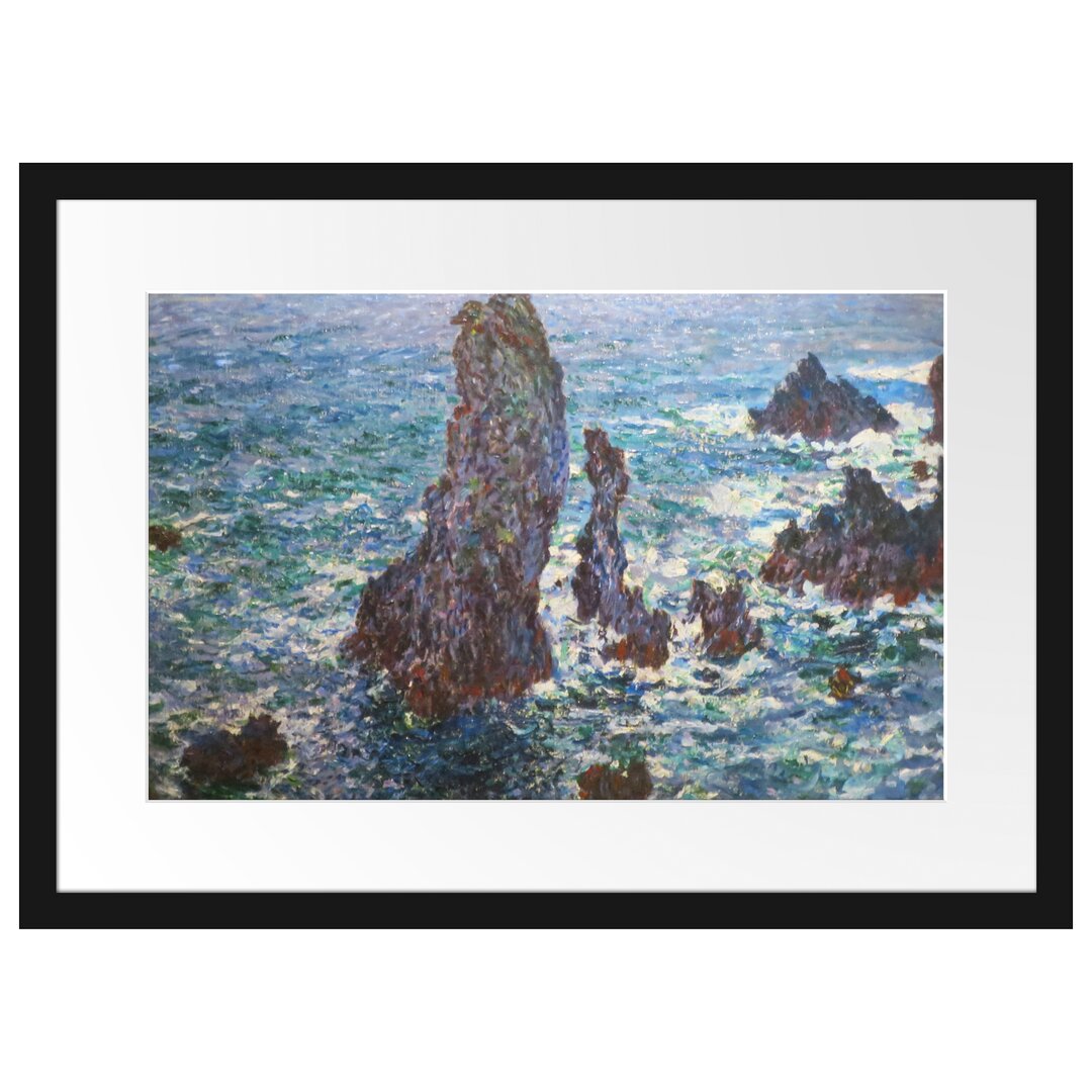 Claude Monet - Felsen Bei Belle-Ile - Im Bilderrahmen Mit Galerie-Passepartout