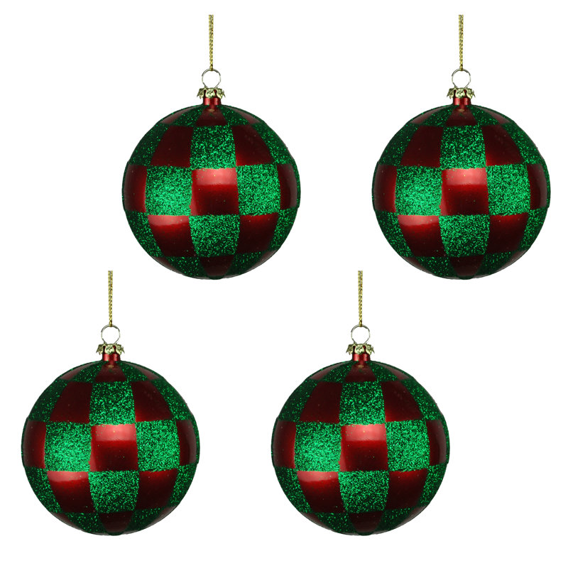 Ornement boule, Vert / rouge