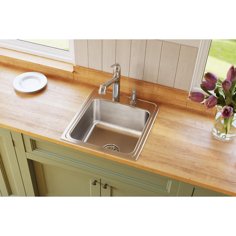 Lustertone 22" L x 19.5" W Drop-In Kitchen Sink, 2 hole