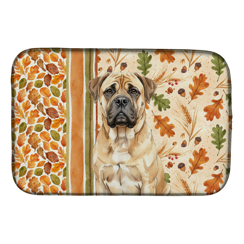 Bullmastiff Heirloom Fall Dish Drying Mat, Yellow