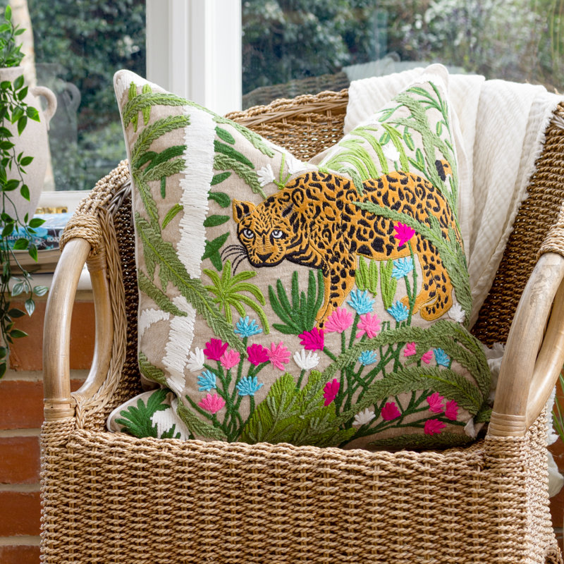 Sophia Floral Square Cushion Cover, Sage