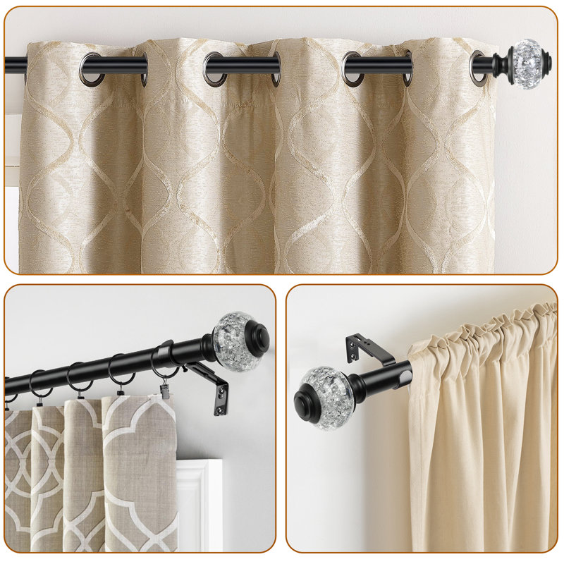Tringle à rideaux simple ajustable 1 po Fidelius, 71" - 143", Noir