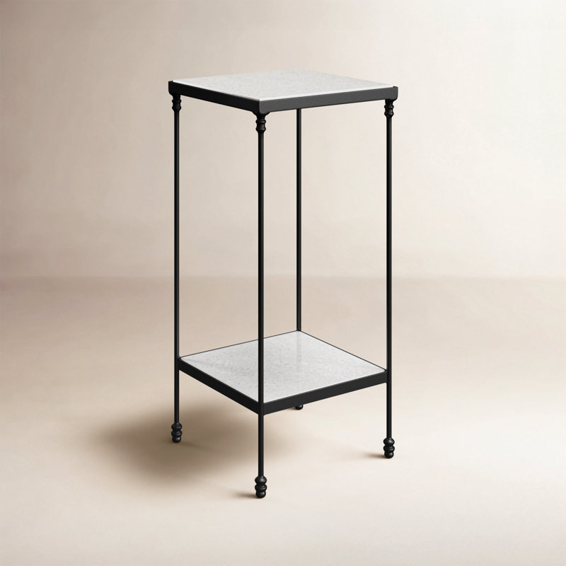 Larkin Marble & Iron Side Table, White Marble/Black