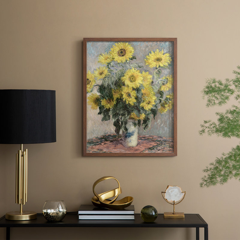 Impression florale vintage encadrée CCXLI - bois massif, 30" H x 24" W, Walnut