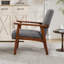 Solid Wood Accent Chair with Tufted Seat, Mid-Century Armchair with Curved Armrests, Cosy Reading Ch-1813400089