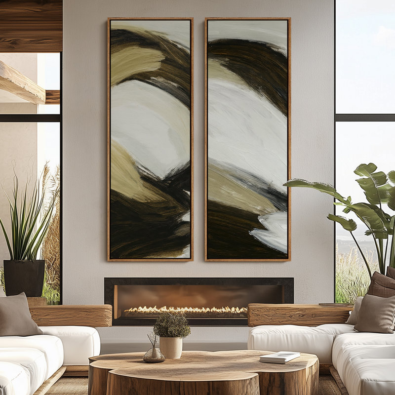 «Vintage Landscape Wall Art», ensemble de 2 toiles encadrées 20 x 60 pouces, Naturel