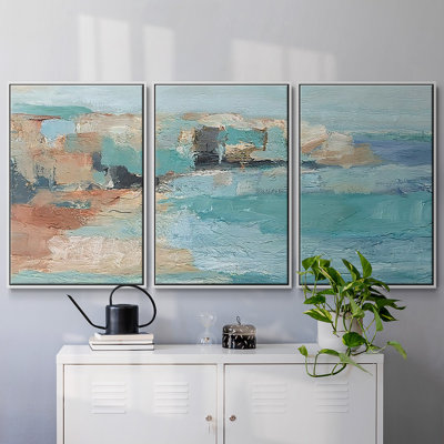 Turquoise Cliff Wall I - Toile encadrée multi-pièces
