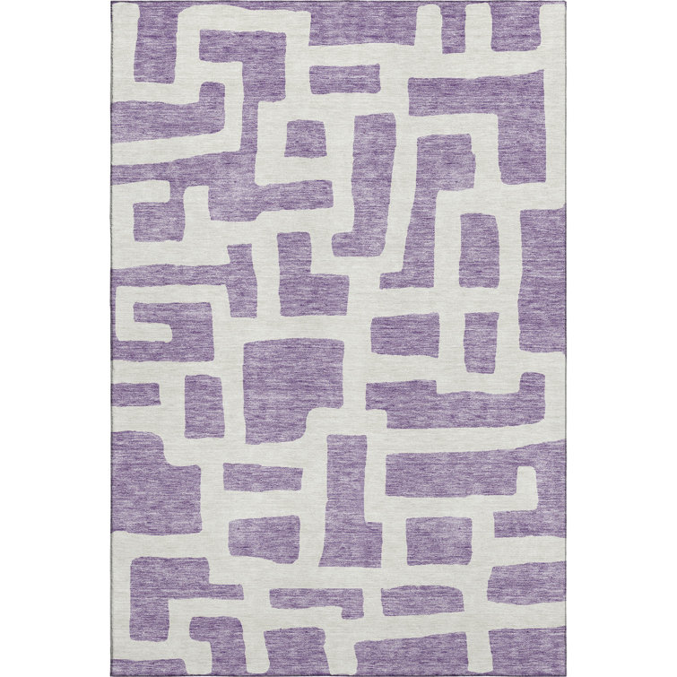 Premium Machine Washable Prisco Purple Rug