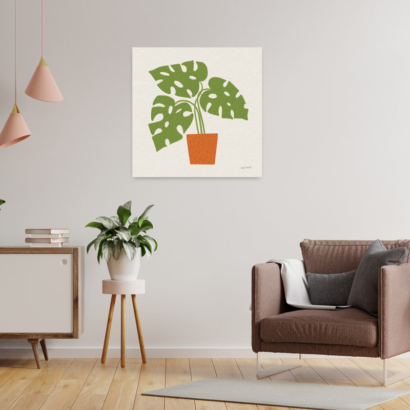 Art mural contemporain plante en pot V, H 24 po x l 24 po