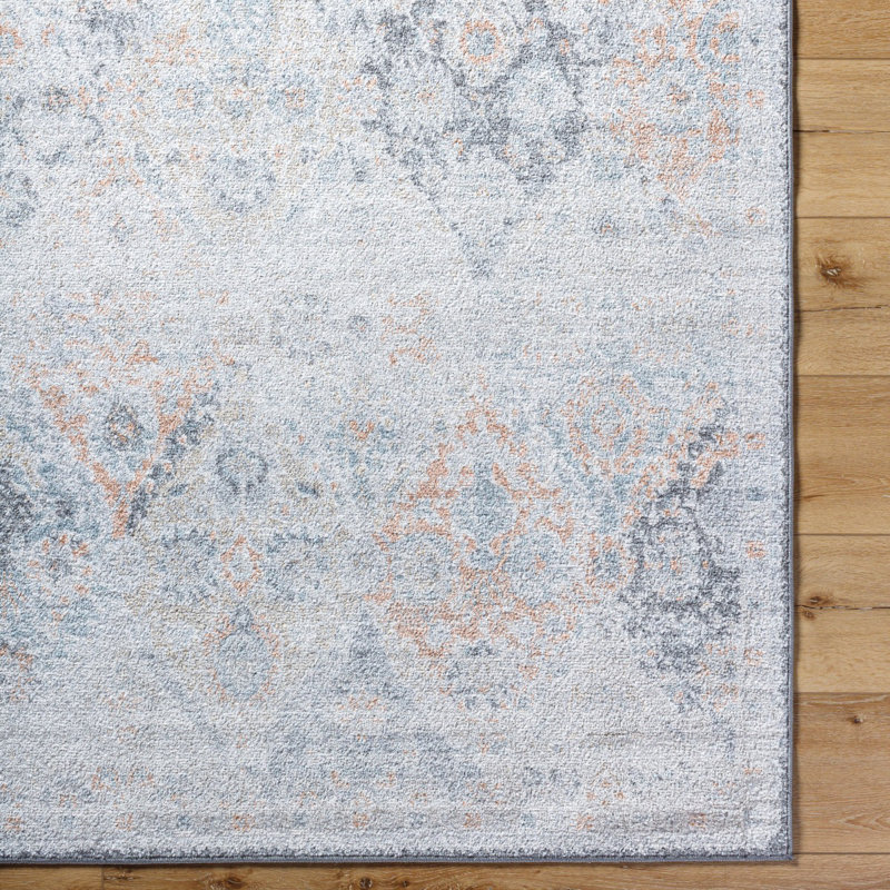 Traditional Rug, Bordered Floral Easy to Clean Rug For Living Room, Dining Room, Bedroom, Rectangle 200 x 275 cm