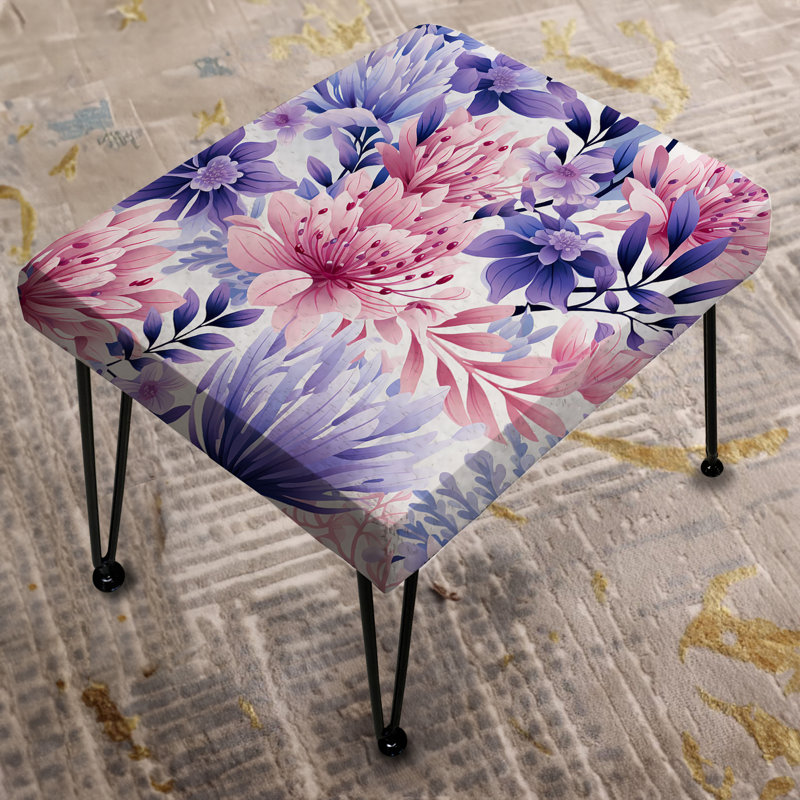Violet Floral Garden Pattern - Floral Rectangle Ottoman
