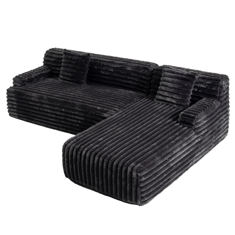 Canapé modulaire 110 po Cloud, Black Faux Fur