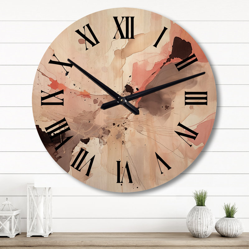 Horloge murale en bois massif Alyjah, Grand