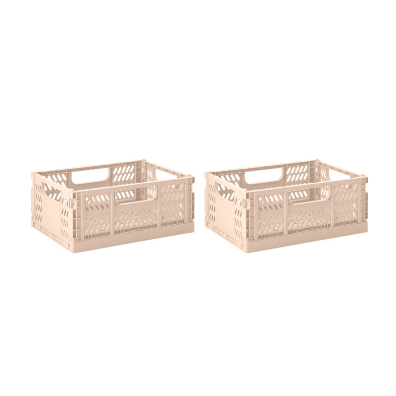 3 Sprouts - Recycled Plastic Crates - Pack of 2 - Medium, Clay