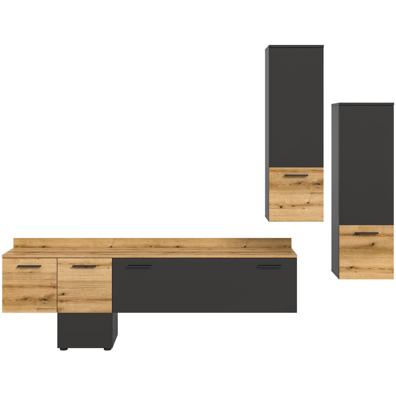 Tollstrup Unfinished Entertainment Center for TVs up to 88", 3 Pieces (1 TV stand, 2 shefl)