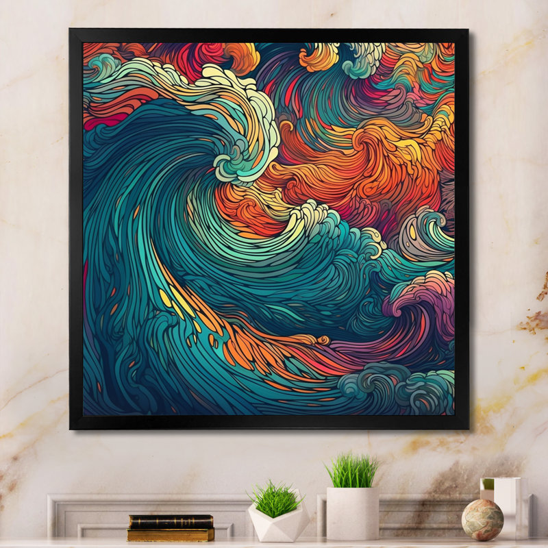 «Exploration des profondeurs du marbre orange II», reproduction sur toile, H 16 po x l 16 po x P 1 po, Cadre photo noir