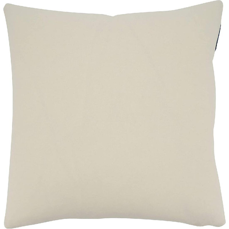 Ivory and Navy Coral Design 18" Square Cotton Throw Pillow