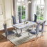 Ensemble de table de salle à manger de luxe 7 pièces avec plateau en faux marbre de 6,70 po avec base en U en métal pour la cuisine et la salle à manger
