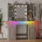 Makeup Vanity Desk with LED Lights and Power Outlet, 43.7" Dressing Table with 7 Drawers, Storage Cabinet & Adjustable RGB Lights-1250354207-1250354177
