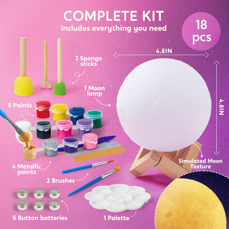 Trousse de peinture bricolage 3D Moon Lamp