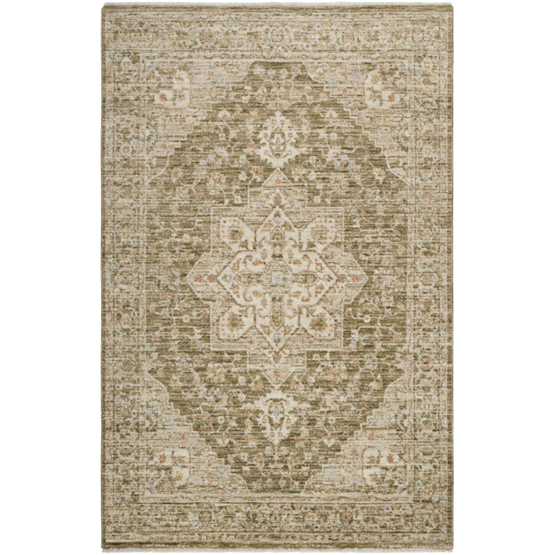 Tapis tissé à la machine Autumn, Olive, ivoire, brun clair, brun clair, brun, Rectangle 7 pi 10 po x 10 pi
