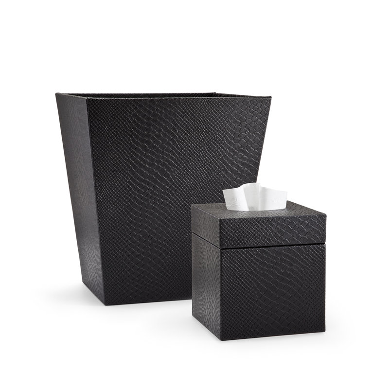 Dark Brown Faux Leather Square Tissue Box Cover