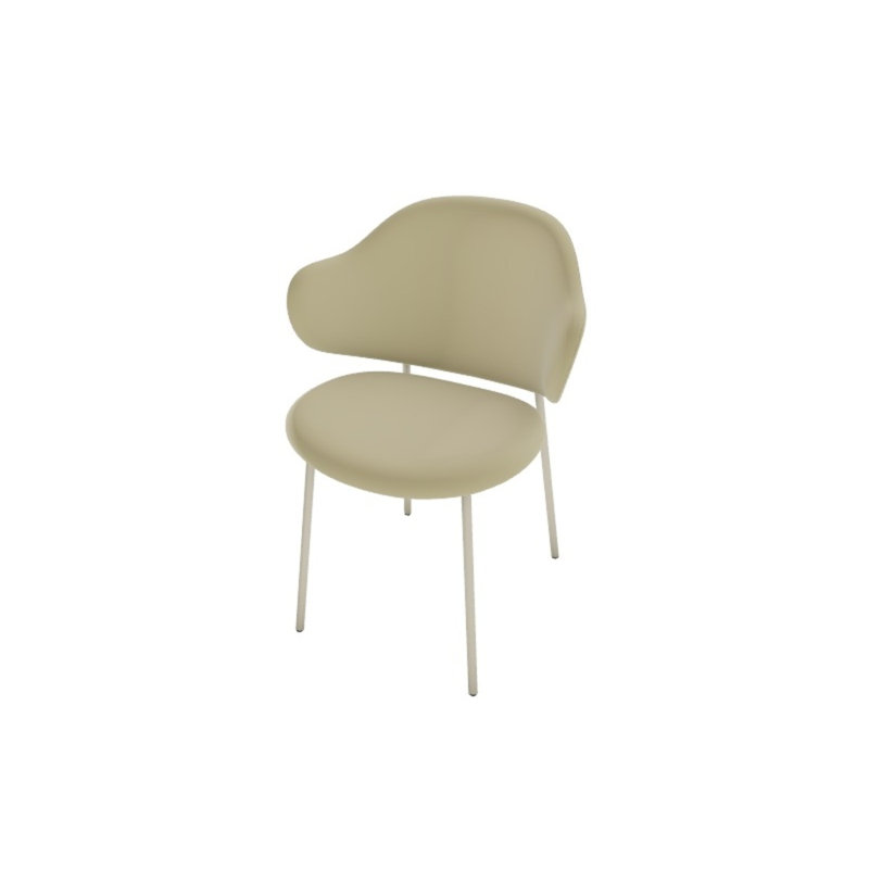 Holly Upholstered Armchair with Metal Frame, Matt Pearl Beige, Venice Hemp