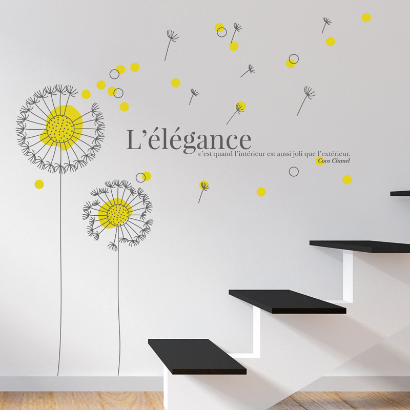 Décalcomanie murale pissenlit française quote, 57,1" H x 39,4" L