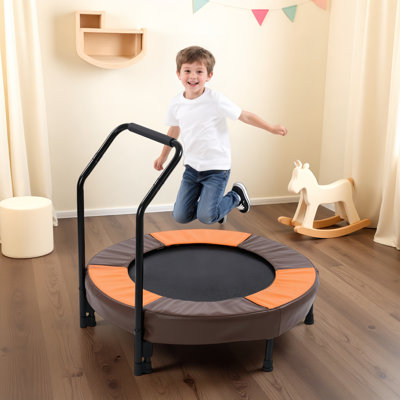 Trampoline compact de 36 pouces portable, rebondisseur intérieur / extérieur conçu pour les tout-petits, assemblage simple, poignée rembourrée de mousse et rembourrage de sécurité renforcé, cadeau d'anniversaire parfait pour les garçons et les filles de 1 à 6 ans.