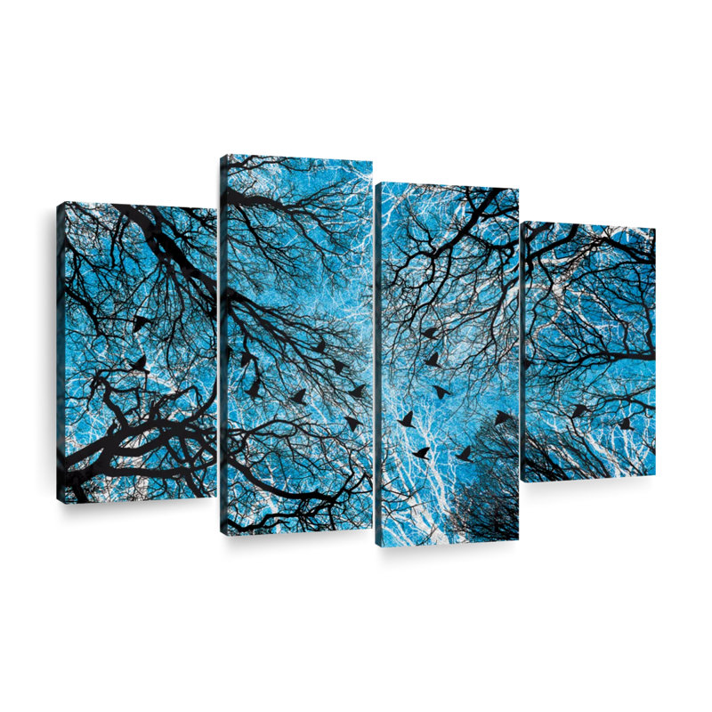 Barren Forest Foliage - 4 pièces sur toile tendue, H 27 po x l 43 po x P 1,25 po