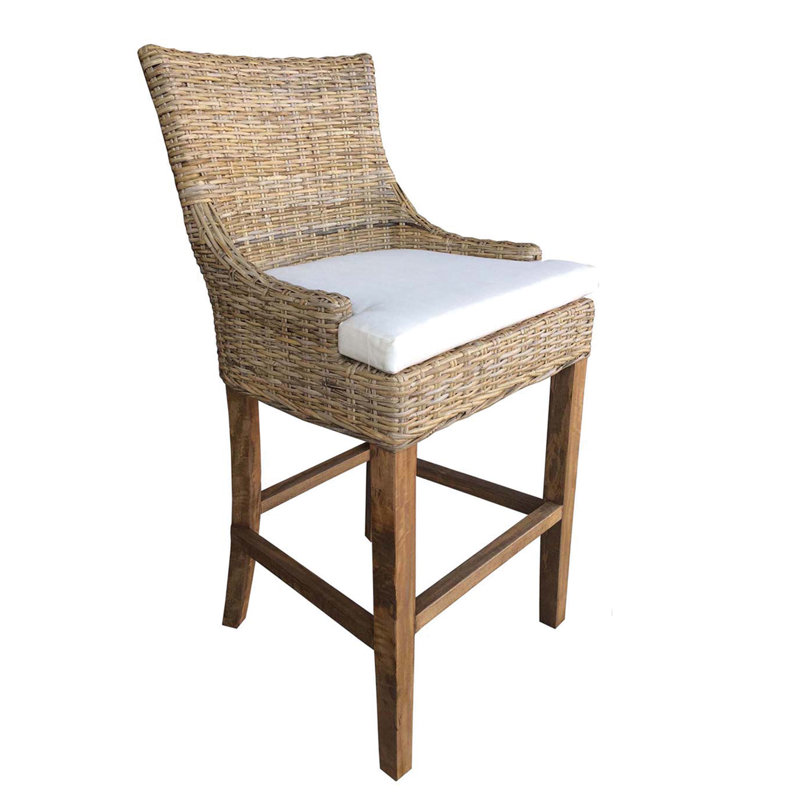 Markley Wicker Outdoor Stool with Cushion, Bar Stool (30" Seat Height)