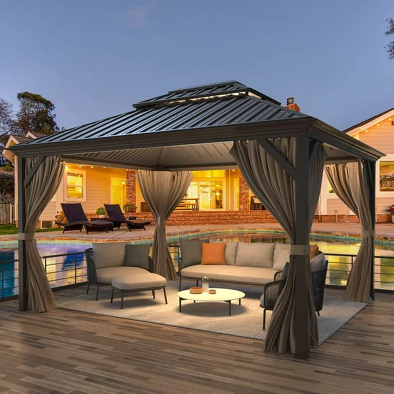 EROMMY Metal Patio Gazebo, PRO Premium Gazebo, 12 Ft. W x 14 Ft. D