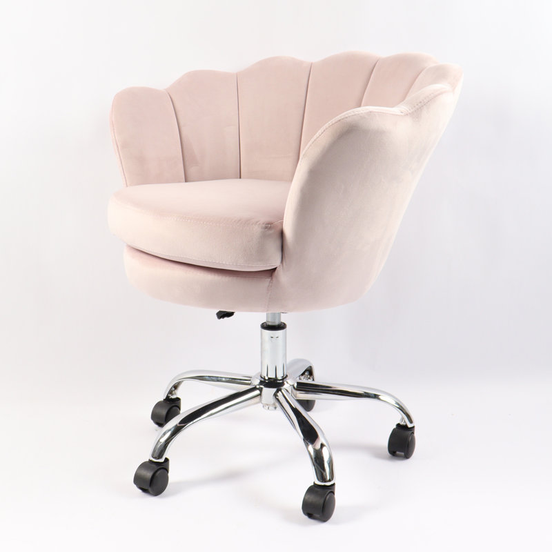 Chaise de travail en velours Dawna, Rose