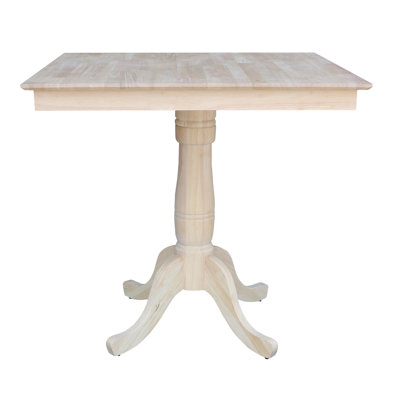 Hemuna Counter Height Solid Wood Pedestal Dining Table by Ophelia & Co.