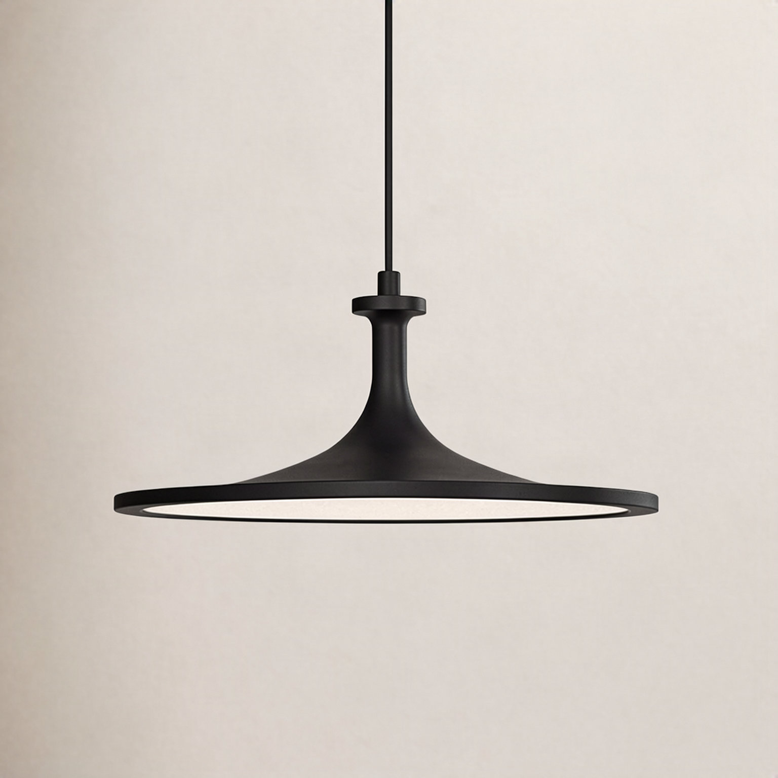 Daveney Single Light Dimmable LED Pendant, Matte Black, 5.25" H x 12" W x 12" D