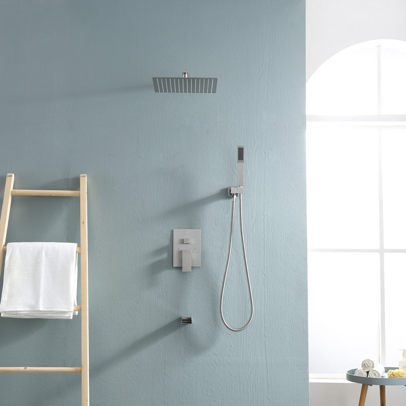 Ensemble de robinet de douche pour baignoire avec bec de baignoire 10 pouces avec système de douche à main en bronze huilé
