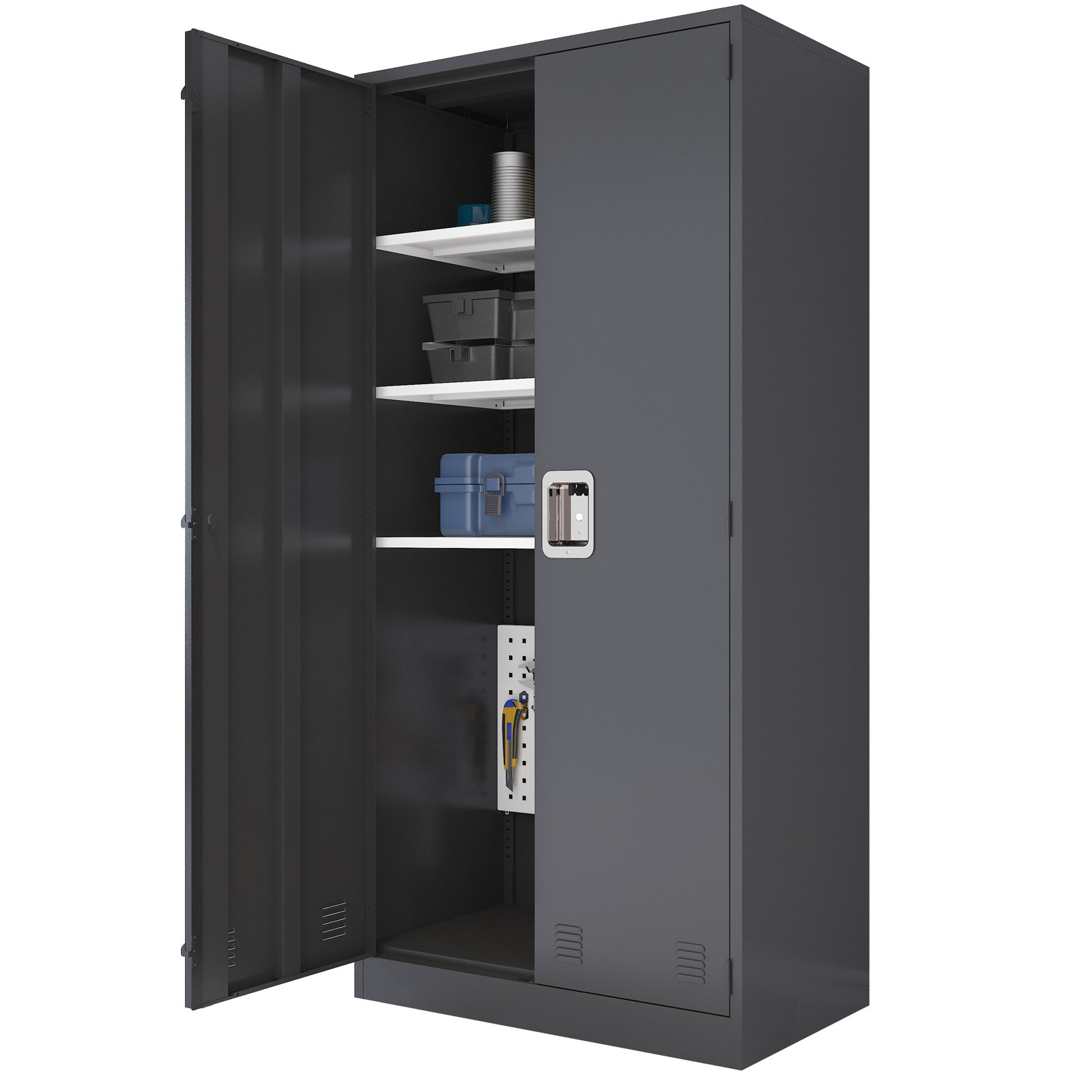 Seville Classics UltraHD Steel Tall Storage Cabinet, 36 W x 18 D