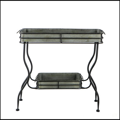 32X15x31 Inch Maggie Galvanized Tray Table With Two Spacious Trays For Versatile Home Use And Stylish Decor