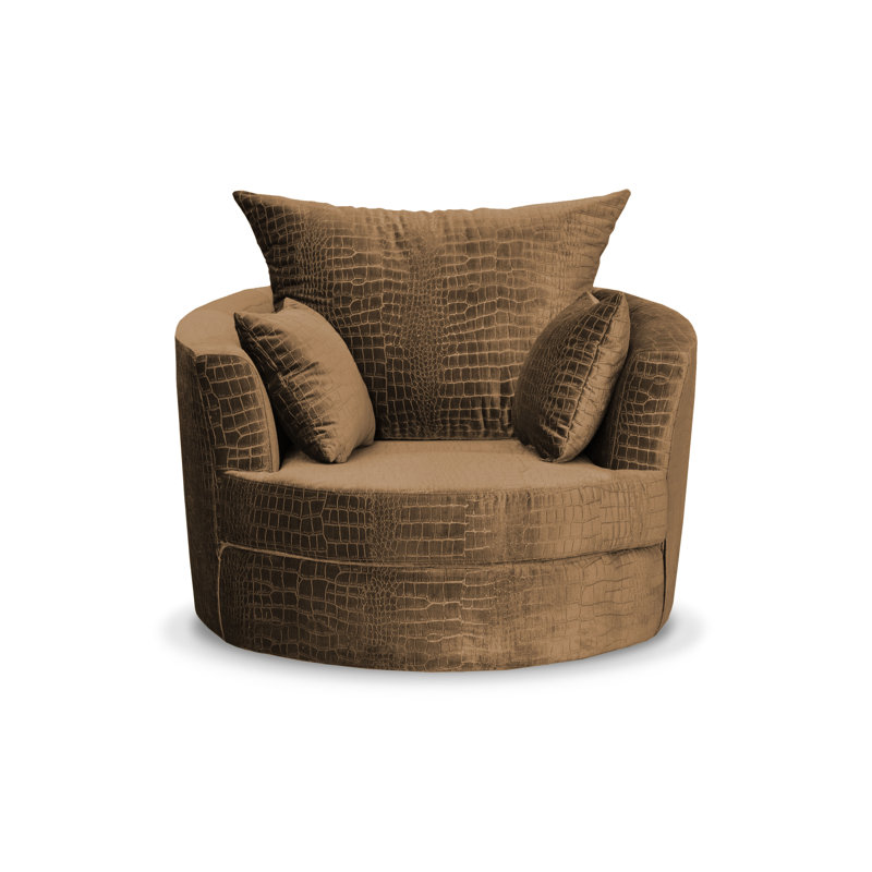 Upholstered Swivel Armchair, Brown