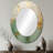 Green Gold Minimalism Poteries - Modern Oval Wall Mirror-2143129034